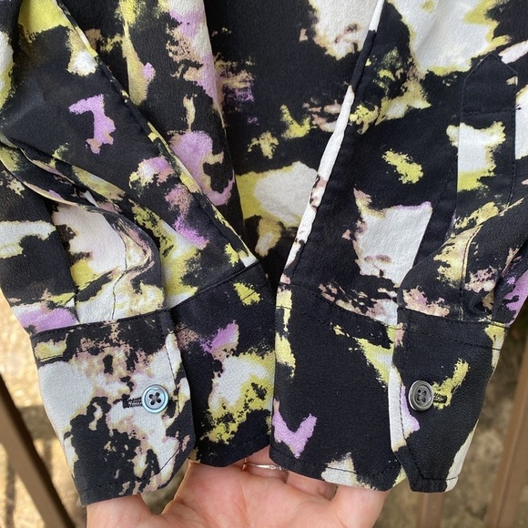 Watercolor Silk Boyfriend Shirt in Summer Plum from Banana Republic size small - Picture 9 of 14